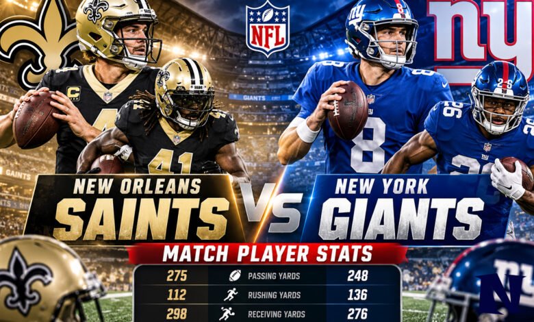 new orleans saints vs new york giants match player stats