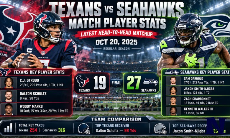 texans vs seahawks match player stats